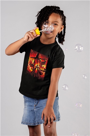 Unisex Hellboy Baskılı Siyah Çocuk Unisex T-shirt