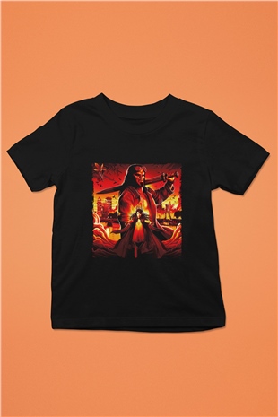 Unisex Hellboy Baskılı Siyah Çocuk Unisex T-shirt