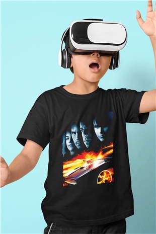 Unisex Hızlı ve Öfkeli 5 Rio Soygunu (Fast Five) Baskılı Siyah Çocuk Tshirt