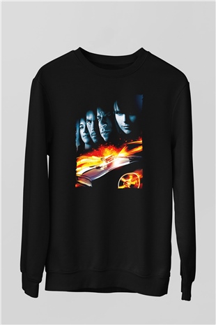 Unisex Hızlı ve Öfkeli 5 Rio Soygunu (Fast Five) Baskılı Siyah Sweatshirt