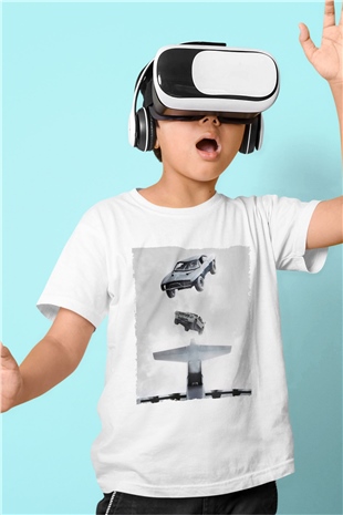 Unisex Hızlı ve Öfkeli Baskılı Beyaz Çocuk Tshirt