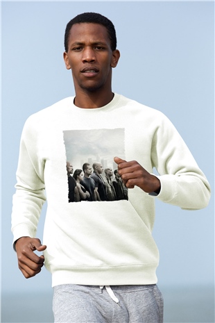 Unisex Hızlı ve Öfkeli Baskılı Beyaz Sweatshirt