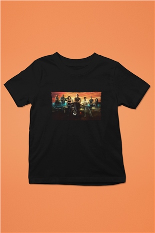 Unisex Hızlı ve Öfkeli (Fast & Furious) Baskılı Siyah Çocuk Tişört