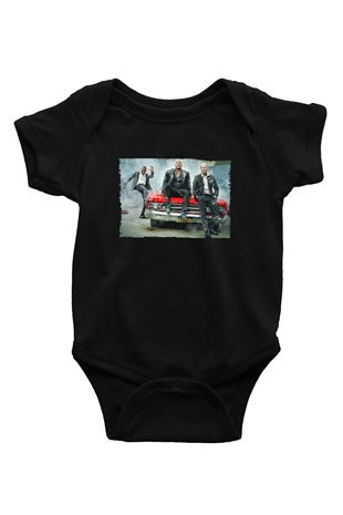 Unisex Hızlı ve Öfkeli Hobbs ve Shaw (Hobbs & Shaw) Baskılı Siyah Bebek Body - Zıbın