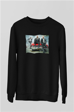 Unisex Hızlı ve Öfkeli Hobbs ve Shaw (Hobbs & Shaw) Baskılı Siyah Sweatshirt