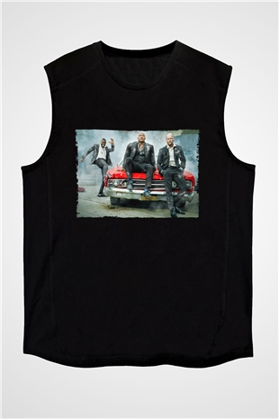 Unisex Hızlı ve Öfkeli Hobbs ve Shaw (Hobbs & Shaw) Baskılı Siyah Kolsuz T-shirt