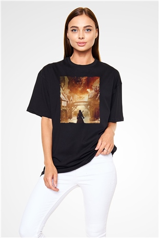 Unisex Hobbit Beş Ordunun Savaşı (The Hobbit The Battle of the Five Armies) Baskılı Siyah Unisex Oversize Tshirt