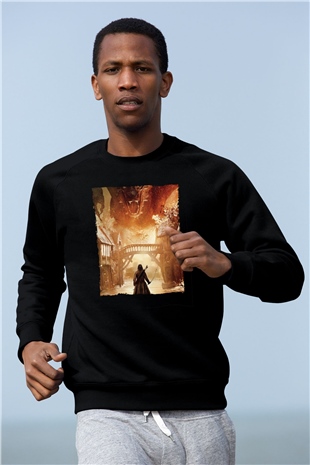 Unisex Hobbit Beş Ordunun Savaşı (The Hobbit The Battle of the Five Armies) Baskılı Siyah Unisex Sweatshirt