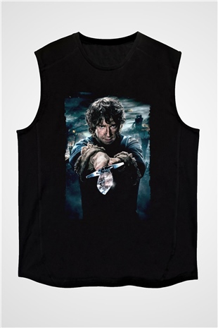 Unisex Hobbit Beş Ordunun Savaşı (The Hobbit The Battle of the Five Armies) Baskılı Siyah Kolsuz Tshirt