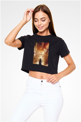 Unisex Hobbit Beş Ordunun Savaşı (The Hobbit The Battle of the Five Armies) Baskılı Siyah Unisex Crop Top Tshirt