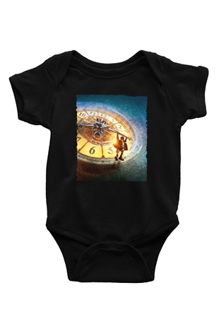 Unisex Hugo Baskılı Siyah Bebek Body - Zıbın