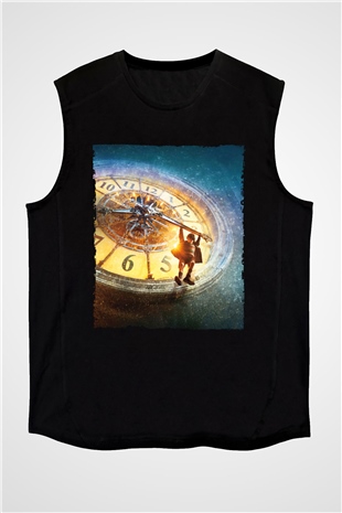 Unisex Hugo Baskılı Siyah Kolsuz Tshirt