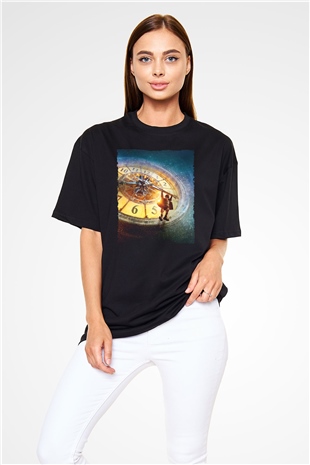Unisex Hugo Baskılı Siyah Oversize Tshirt