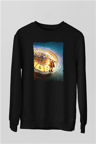 Unisex Hugo Baskılı Siyah Sweatshirt