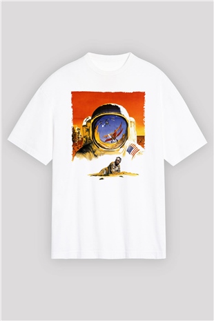 Unisex Hükmedenler - Capricorn Baskılı Beyaz Oversize Oversize T-shirt