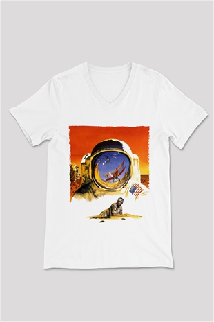 Unisex Hükmedenler - Capricorn Baskılı Beyaz V Yaka Tshirt
