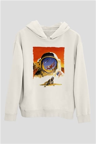Unisex Hükmedenler - Capricorn Baskılı Beyaz Kapüşonlu Sweatshirt