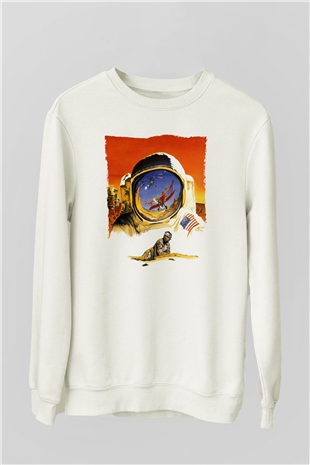 Unisex Hükmedenler - Capricorn Baskılı Beyaz Sweatshirt