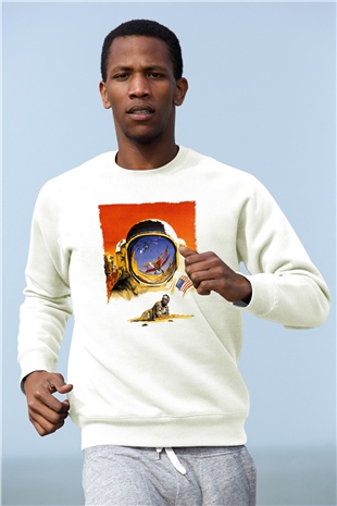Unisex Hükmedenler - Capricorn Baskılı Beyaz Sweatshirt