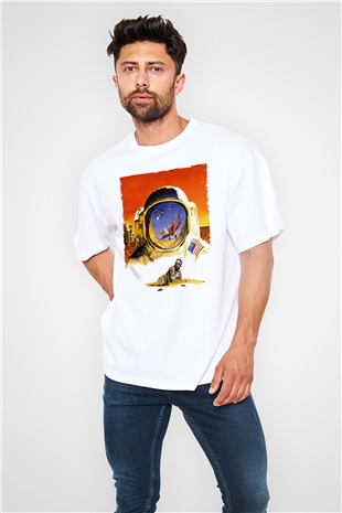 Unisex Hükmedenler - Capricorn Baskılı Beyaz Oversize Oversize T-shirt