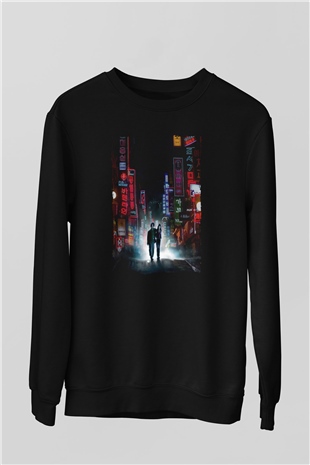 Unisex İhtiyar Delikanlı (Oldboy) Baskılı Siyah Sweatshirt