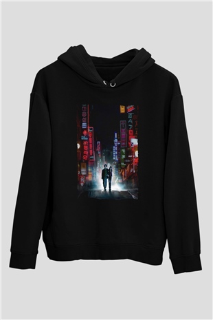Unisex İhtiyar Delikanlı (Oldboy) Baskılı Siyah Kapüşonlu Sweatshirt