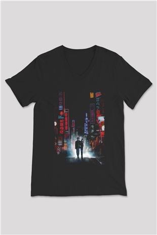 Unisex İhtiyar Delikanlı (Oldboy) Baskılı Siyah V Yaka Tişört