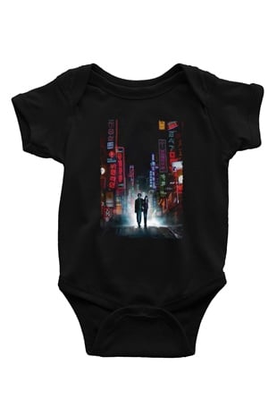 Unisex İhtiyar Delikanlı (Oldboy) Baskılı Siyah Bebek Body - Zıbın