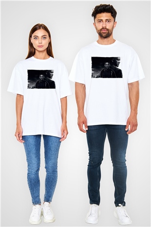 Unisex İkizler Projesi (Gemini Man) Baskılı Beyaz Oversize Tişört