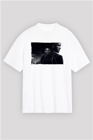 Unisex İkizler Projesi (Gemini Man) Baskılı Beyaz Oversize Tişört