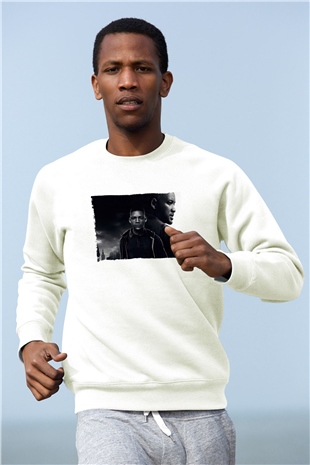 Unisex İkizler Projesi (Gemini Man) Baskılı Beyaz Sweatshirt