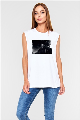 Unisex İkizler Projesi (Gemini Man) Baskılı Beyaz Kolsuz Tişört