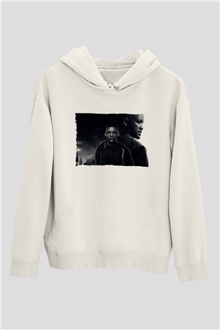 Unisex İkizler Projesi (Gemini Man) Baskılı Beyaz Kapüşonlu Sweatshirt
