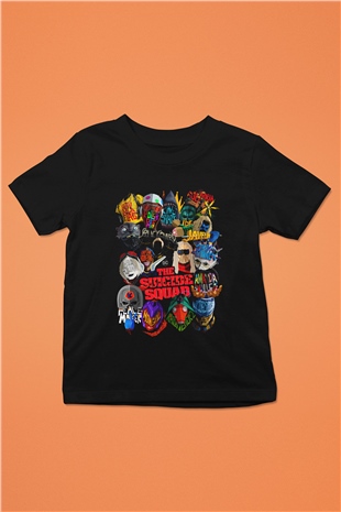 Unisex İntihar Timi (The Suicide Squad) Baskılı Siyah Çocuk T-Shirt