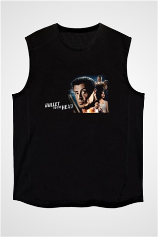 Unisex İntikam Kurşunu (Bullet to the Head) Baskılı Siyah Kolsuz Tişört