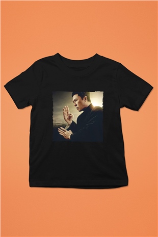 Unisex Ip Man Baskılı Siyah Çocuk Tshirt