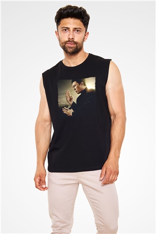Unisex Ip Man Baskılı Siyah Kolsuz Tshirt