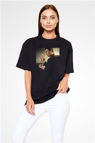 Unisex Ip Man Baskılı Siyah Oversize Tshirt