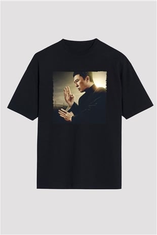 Unisex Ip Man Baskılı Siyah Oversize Tshirt