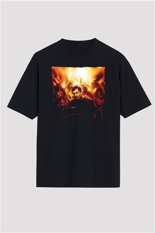 Unisex İşaretler (Signs) Baskılı Siyah Oversize Tişört