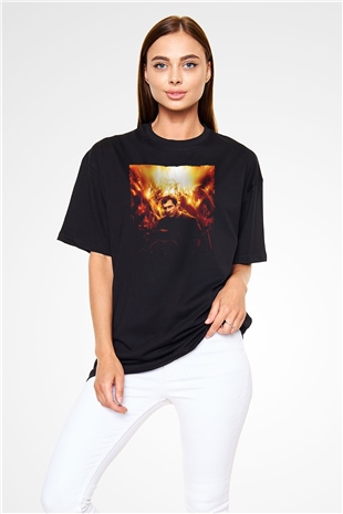Unisex İşaretler (Signs) Baskılı Siyah Oversize Tişört