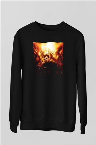 Unisex İşaretler (Signs) Baskılı Siyah Sweatshirt