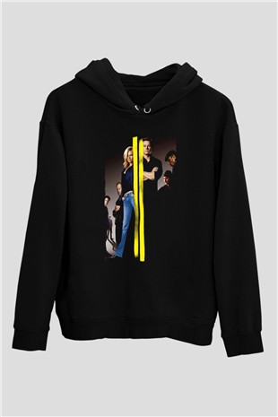 Unisex İtalyan İşi (The Italian Job) Baskılı Siyah Kapüşonlu Sweatshirt