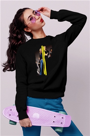 Unisex İtalyan İşi (The Italian Job) Baskılı Siyah Sweatshirt