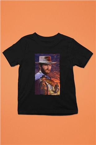 Unisex İyi, Kötü ve Çirkin (The Good, the Bad and the Ugly) Baskılı Siyah Çocuk T-Shirt