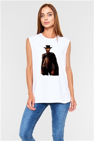 Unisex İyi, Kötü ve Çirkin (The Good, the Bad and the Ugly) Baskılı Beyaz Kolsuz Tshirt