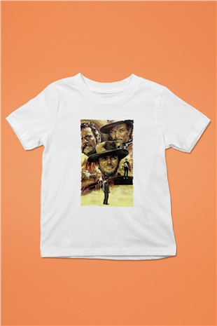Unisex İyi, Kötü ve Çirkin (The Good, the Bad and the Ugly) Baskılı Beyaz Çocuk Tişört