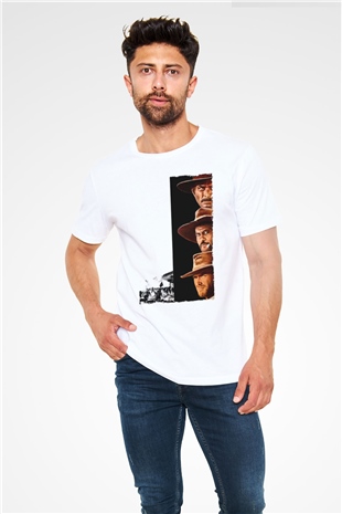 İyi, Kötü ve Çirkin (The Good, the Bad and the Ugly) Baskılı Beyaz T-shirt