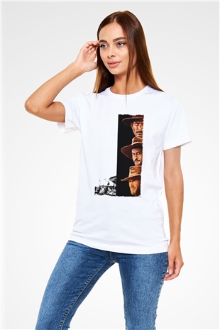 İyi, Kötü ve Çirkin (The Good, the Bad and the Ugly) Baskılı Beyaz T-shirt
