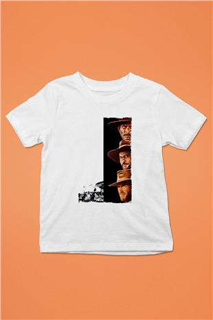 Unisex İyi, Kötü ve Çirkin (The Good, the Bad and the Ugly) Baskılı Beyaz Çocuk Tshirt